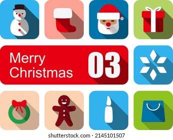 Merry Christmas flat icon set  vector illustration