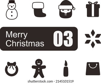Merry Christmas flat icon set vector illustration
