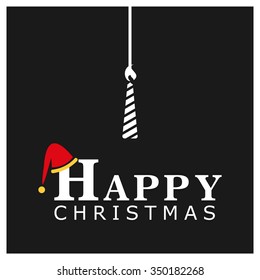 Merry Christmas! Flat icons Christmas candles greeting card with in flat style. vector illustration