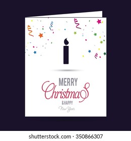 Merry Christmas! Flat icons Christmas candles greeting card with in flat style. vector illustration