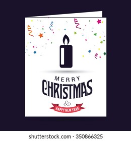 Merry Christmas! Flat icons Christmas candles greeting card with in flat style. vector illustration