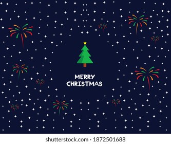 Merry Christmas Flat and Simple Design Card. Christmas Greeting Card Vector Design