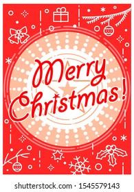 Merry Christmas flat simple vector illustration. Card. Poster.