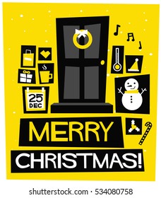Merry Christmas! (Flat Style Vector Illustration Holidays Quote Poster Card Design)