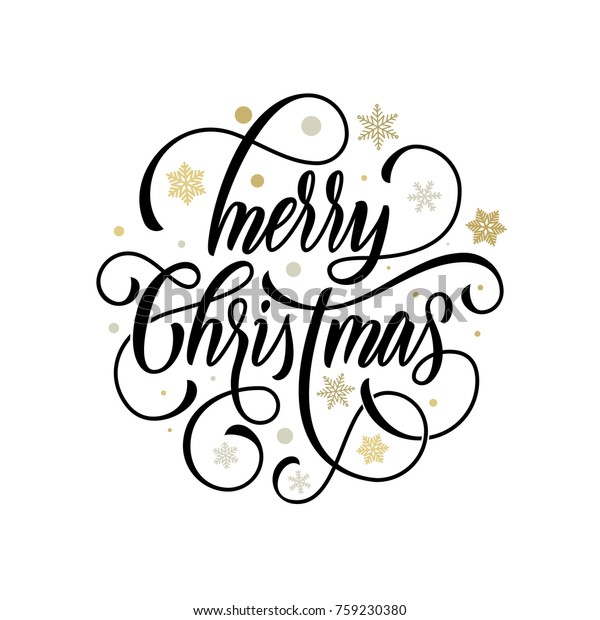 Merry Christmas Flourish Hand Drawn Calligraphy Stock Vector (Royalty ...