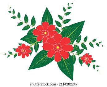 merry christmas flower with leaves and berries design, winter season and decoration theme Vector illustration