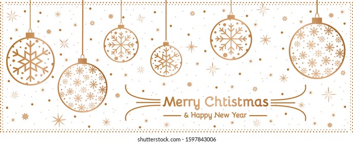 Merry Christmas flyer card temlate with christmas decoration baubles on light background. Vertical Christmas background. Vector EPS 10