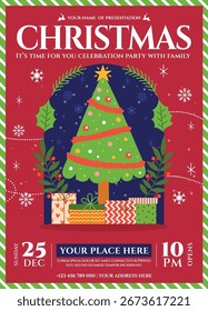 Merry Christmas Flyer Flat Template Design