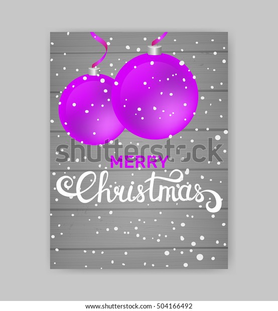 Merry Christmas Flyer Poster Template Wooden Stock Vector Royalty Free