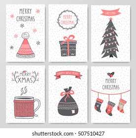 Merry Christmas flyer set. Vector iilustration.