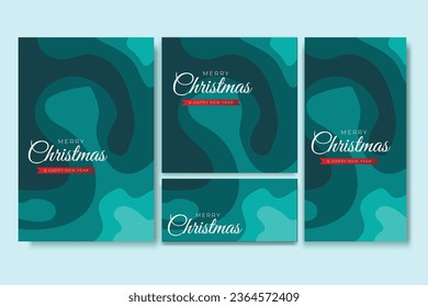Merry Christmas Flyer and Social Media Bundle Set with Abstract Background Geometric