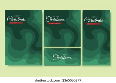Merry Christmas Flyer and Social Media Bundle Set with Abstract Background Geometric