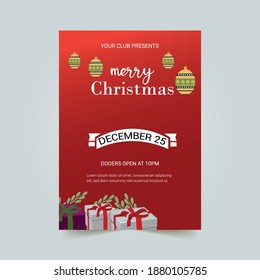 Merry Christmas Flyer Template Design. Christmas Party Flyer Design.