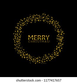 Merry Christmas. Flying confetti label, Vector illustration