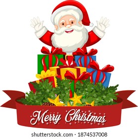 Merry Christmas Font Santa Claus  Illustration