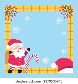 Feliz marco navideño. Felices antecedentes de Navidad. Árbol de Navidad. Marco de ilustración del vector de dibujos animados para afiches, carteles, tarjetas de felicitación, volante, invitación, tarjeta, cubierta, plantilla. corona. 25 de diciembre.