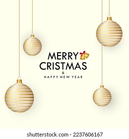 merry Christmas frame with realistic Christmas balls