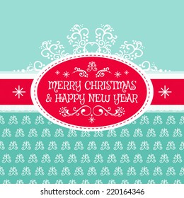 Merry Christmas frame template, Vintage vector illustration