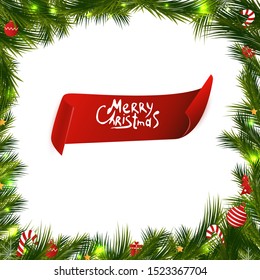 Merry Christmas frame.Vector illustration. Smart