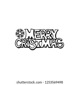 Merry Christmas! Freehand drawing 
black on white background. Lettering. Vector