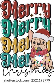 Feliz Natal francês Bulldog Natal T shirt Design