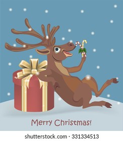 Merry Christmas with funny deer
