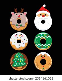 Merry Christmas funny Donut six-pack shirt print template  