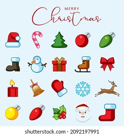 Merry Christmas Funny Icons Set