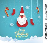 Merry Christmas. funny santa claus with paper art design. beautiful background with simple design.