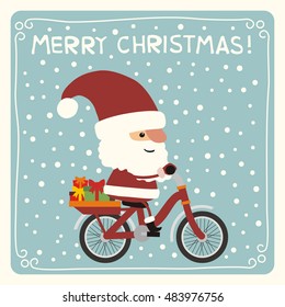 Santa Riding Bicycle Stock Vector (Royalty Free) 1086297461