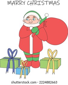 Merry Christmas funny vector greeting card
