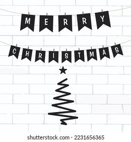 merry christmas garland greeting card