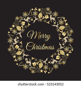 Merry Christmas. Christmas garland of holly Christmas background. Christmas wreath on the door. vector,snow