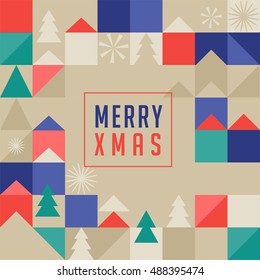 Merry Christmas, geometric abstract background, poster, theme and scandinavian style background pattern