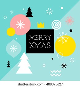 Merry Christmas, geometric abstract background, poster, theme and scandinavian style background pattern