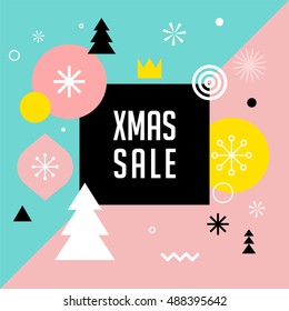 Merry Christmas, geometric abstract background, sale poster, theme and scandinavian style background pattern