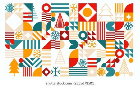 Merry Christmas geometric background.Geometric Christmas element seamless pattern.
