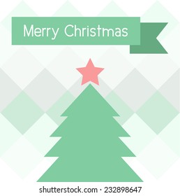 Merry Christmas geometric christmas tree design greeting card. Vector illustration