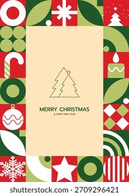 Feliz Natal geométrica vertical fundo para cartaz, cartão, capa, design de vetor de mídia social. 