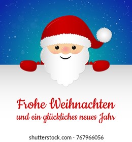 Merry Christmas in German (Frohe Weihnachten) - concept of card with decoration. Vector.