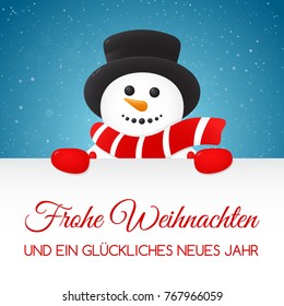 Merry Christmas in German (Frohe Weihnachten) - concept of card with decoration. Vector.