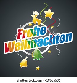 Merry Christmas (German language - Frohe Weihnachten) colorful black