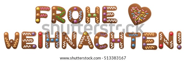 Merry Christmas German Language Frohe Weihnachten Stock Vector (Royalty