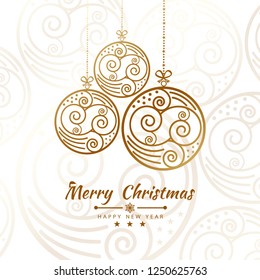 Merry Christmas getting card background with snow ball banner. Vector illustration