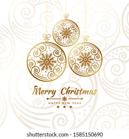 Merry Christmas getting card background with snow ball banner. Vector illustration