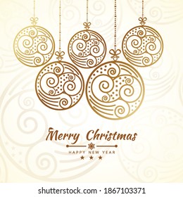 Merry Christmas getting card background with snow ball banner. Vector illustration