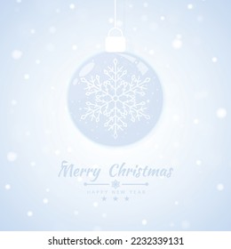 Feliz Navidad recibiendo fondo de cartas con banner de bola de nieve. Ilustración del vector