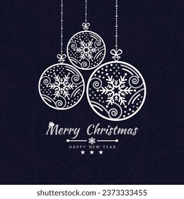 Merry Christmas getting card background with snow ball banner. Vector illustration
