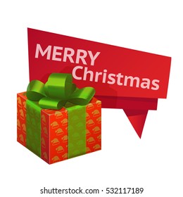 Merry Christmas gift banner - vector illustration