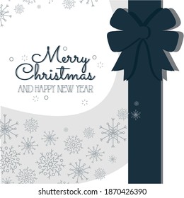 merry christmas gift bow and snowflakes design, winter season and decoration theme Vector illustration